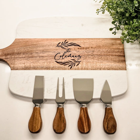 Custom Charcuterie Serving Board Set with Knives